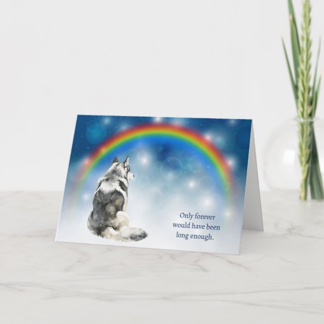 Loss of Malamute Dog Night Lights Rainbow Sympathy Holiday Card (Front)