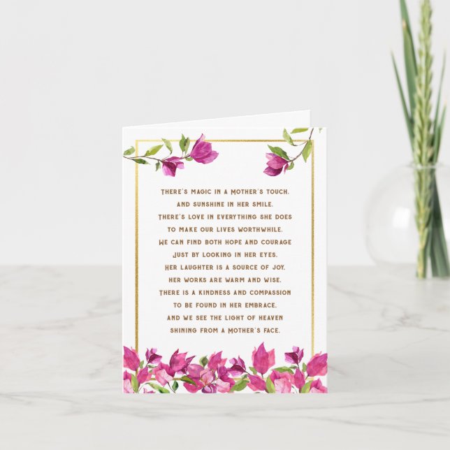Loss of Mother or Mum Poem Floral Sympathy Card (Front)