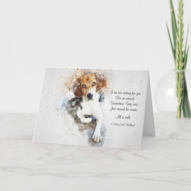 Loss of Pet Dog (Beagle) Custom Sympathy Card (Front)