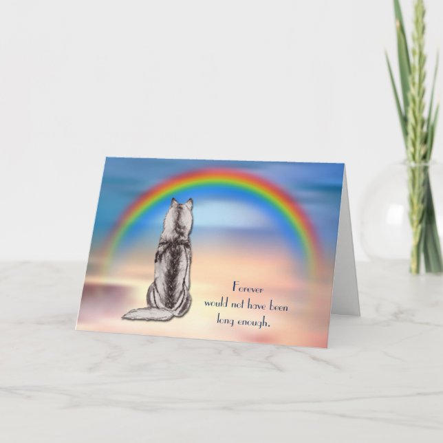 Loss of Siberian Husky Dog Rainbow Sympathy Card (Front)