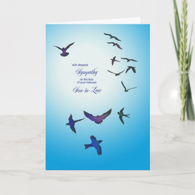 Loss of son-in-law, sympathy card, flying birds card (Front)