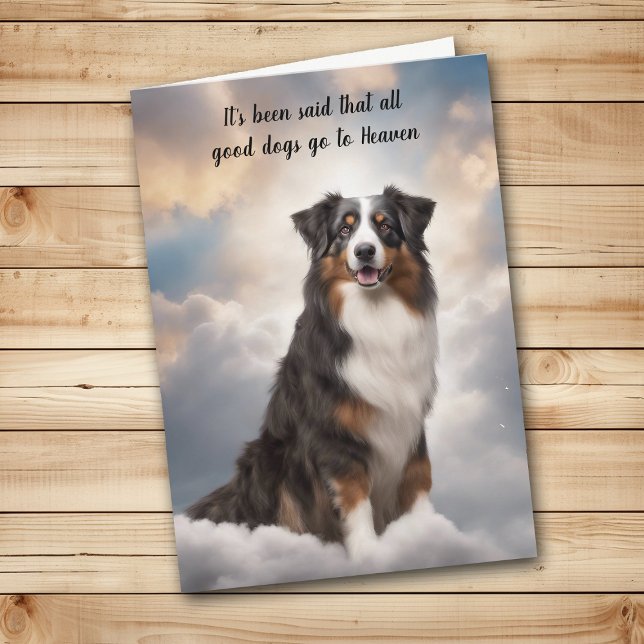 Loss of Tri Colour Aussie Dog Heaven Sympathy Holiday Card (Creator Uploaded)