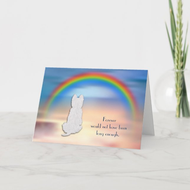 Loss of West Highland White Dog Rainbow Sympathy Holiday Card (Front)
