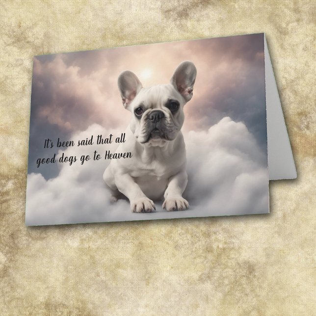 Loss of White French Bulldog Heaven Sympathy Holiday Card (Creator Uploaded)