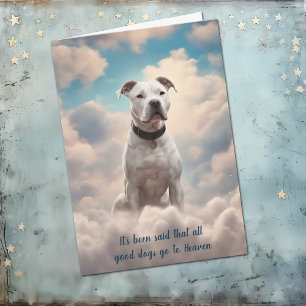 Loss of White Pitbull Dog Heaven Sympathy Card