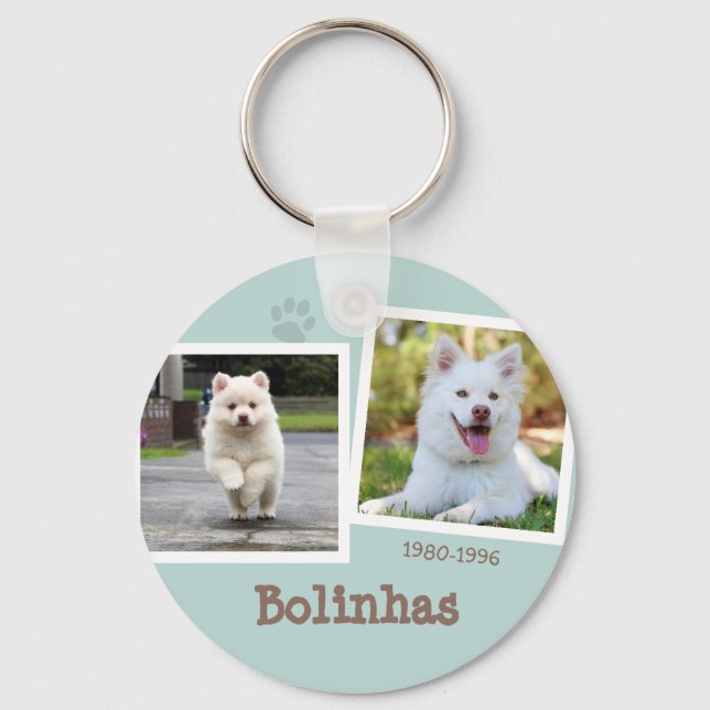 Loss Pet Memorial Photo Dog Paw Print Cute Picture Key Ring (Front)