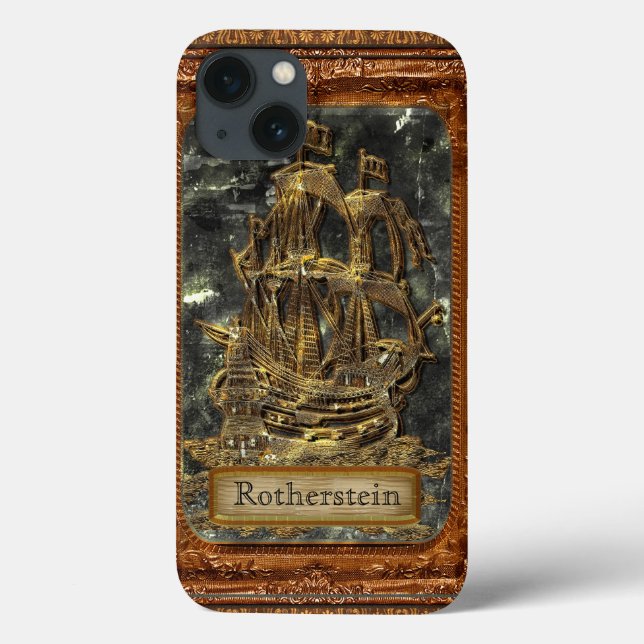 Lost Anchor Cool Old Ship Monogram Case-Mate iPhone Case (Back)
