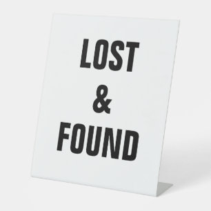 Lost and found tabletop sign for coat room counter