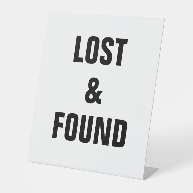 Lost and found tabletop sign for coat room counter (Front)