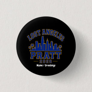 Lost Angeles Pratt 2026 Skyline Varsity Retro Blue 3 Cm Round Badge