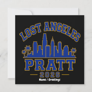 Lost Angeles Pratt 2026 Skyline Varsity Retro Blue Invitation