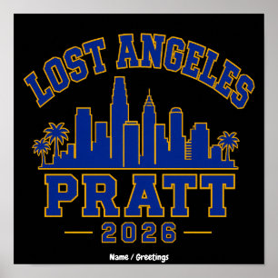 Lost Angeles Pratt 2026 Skyline Varsity Retro Blue Poster
