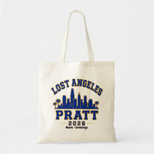Lost Angeles Pratt 2026 Skyline Varsity Retro Blue Tote Bag