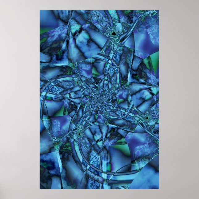 Lost | Blue and Green Fractal Art Poster (Front)
