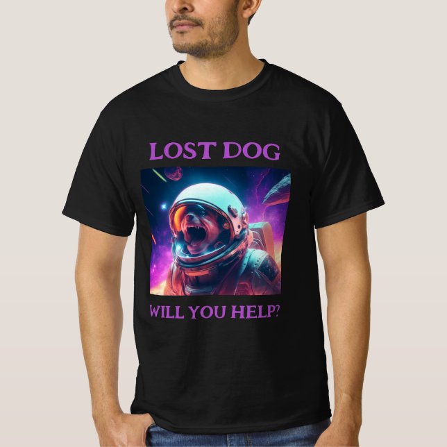 Lost Dog Customisable Black T-Shirt (Front)