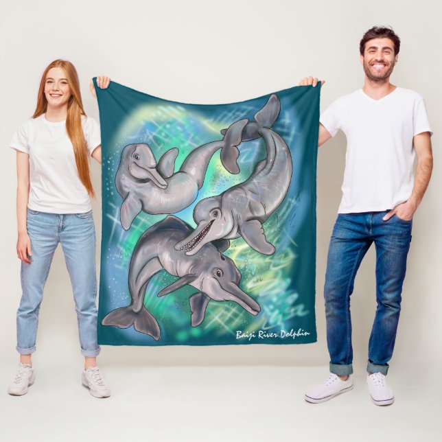 Lost Echos Baiji River Dolphin Fleece Blanket (In Situ)