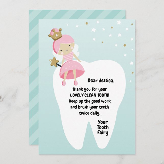 Lost First Tooth Card. Tooth Fairy Visit Note. Hol Holiday Card (Front/Back)