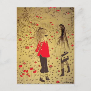 lost girl drawing postcard