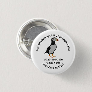 Lost Horned Puffin Standing Family Home Address 3 Cm Round Badge