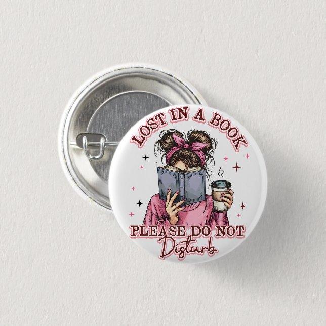 Lost In a Book....  3 Cm Round Badge (Front & Back)