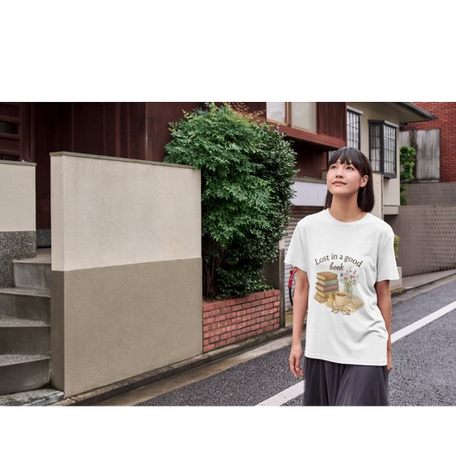 Lost in a Good Book – Cozy Reading Lover Watercolo T-Shirt (Creator Uploaded)