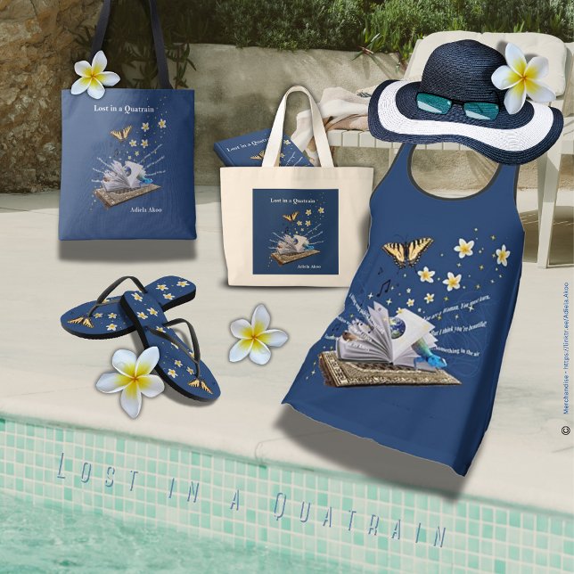 Lost in a Quatrain Poetry Tote by Adiela Akoo (Lost in a Quatrain Totes, Tank, Flip Flops & Book by Poet Adiela Akoo. A gr8t gift combo. GET it now)