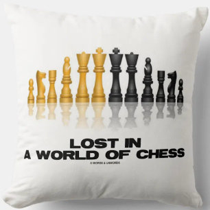 Lost In A World Of Chess (Reflective Chess Set) Cushion
