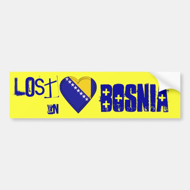 Lost in Bosnia  Flag Heart Bumper Sticker (Front)