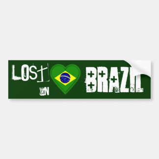 Lost in Brazil - Brazilian Flag Heart Bumper Sticker