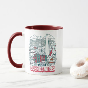 Lost in Buenos Aires Retro Doodle Travel Mug