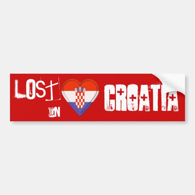 Lost in Croatia Flag Heart Bumper Sticker (Front)