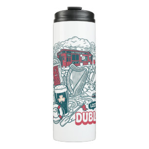 Lost in Dublin Retro Doodle Travel Thermal Tumbler