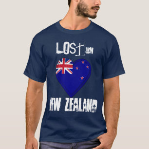Lost in New Zealand flag Heart T-Shirt