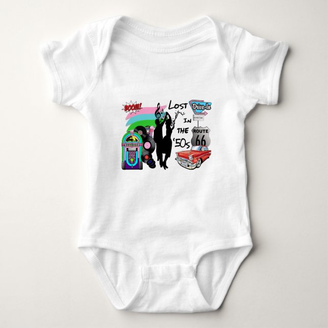 Lost in the 50s Retro Cool Design Baby Bodysuit (Front)