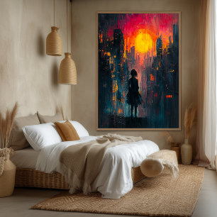 Lost in the City Contemporary expressionist Urban Canvas Print