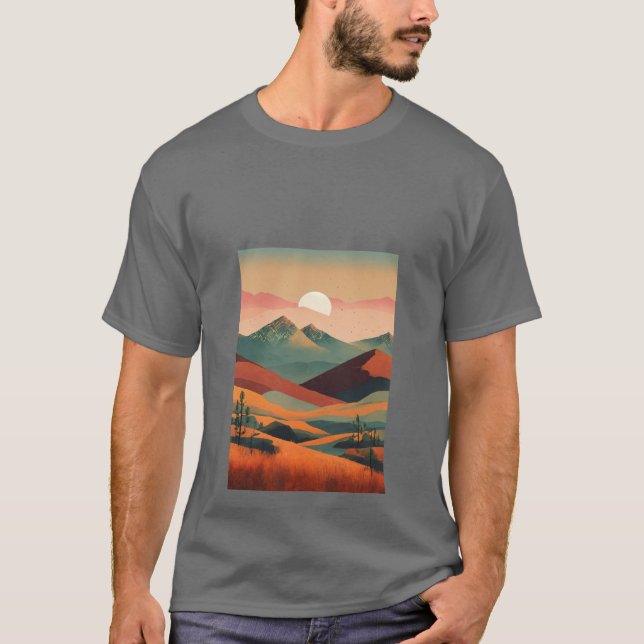 Lost in the Mountains Retro Adventure T-Shirt (Front)