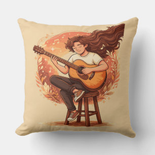 Lost In The Music Cozy Guitar Player Aesthetic Ill Cushion