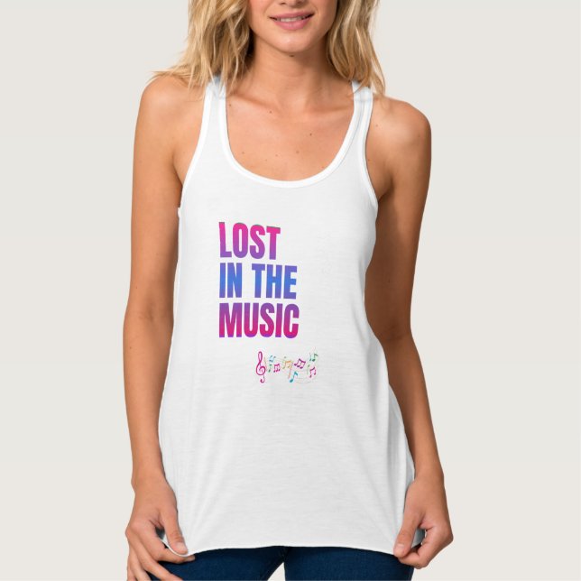 Lost in the Music white tanktop women Singlet (Front)