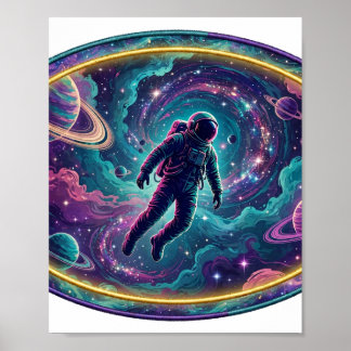 Lost in the Nebula — Astronaut Space Art Poster