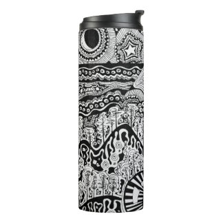 Lost in the Pilliga black & white ink art Thermal Tumbler