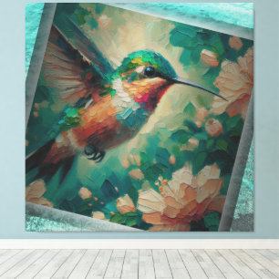 Lost in the Sea — Hummingbird Textured Painting Canvas Print