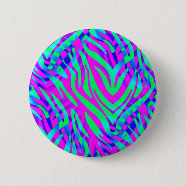 Lost in the Wilds Abstract Colourful Zebra Stripes 6 Cm Round Badge (Front)
