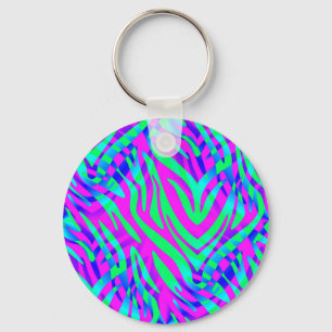 Lost in the Wilds Abstract Colourful Zebra Stripes Key Ring