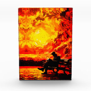 Lost in Thought – Surreal Sunset Reflection Photo Block