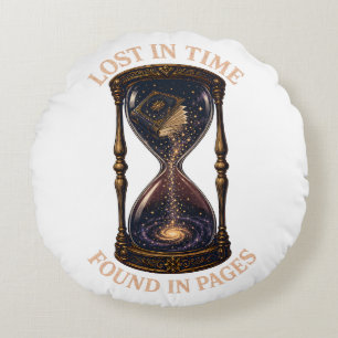 Lost In Time Found In Pages Round Pillow