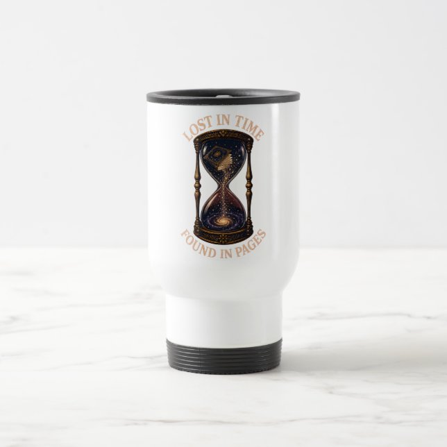 Lost In Time Found In Pages Travel Mug (Center)