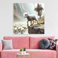 Lost Lamb On Mountain Cliff