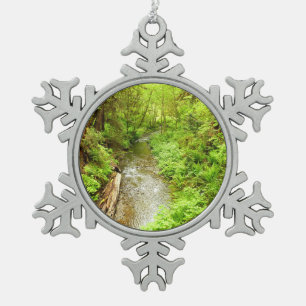 Lost Man Creek II at Redwood National Park Snowflake Pewter Christmas Ornament