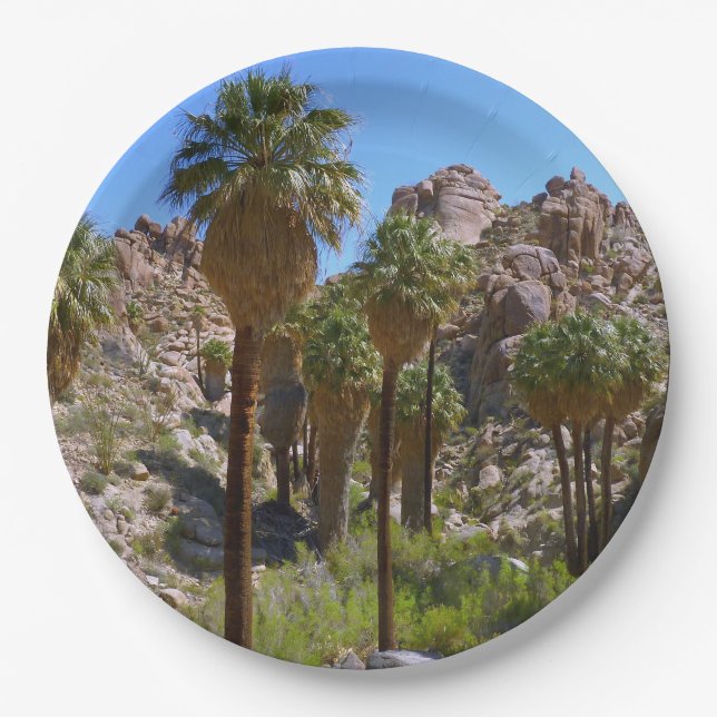 Lost Palms Oasis I at Joshua Tree National Park Paper Plate (Front)