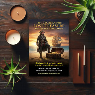 Lost  Pirate Treasure Birthday Party Invitation